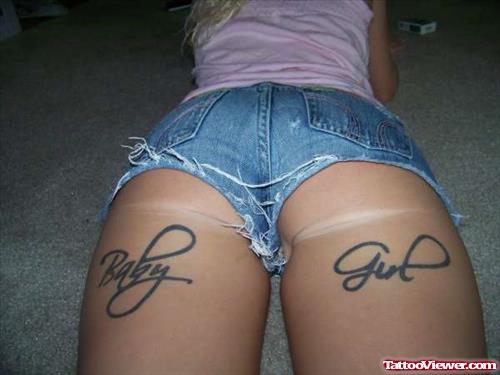 Baby Girl Tattoo On Back Thighs