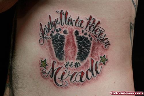 Awesome Colored Baby Footprints Tattoo