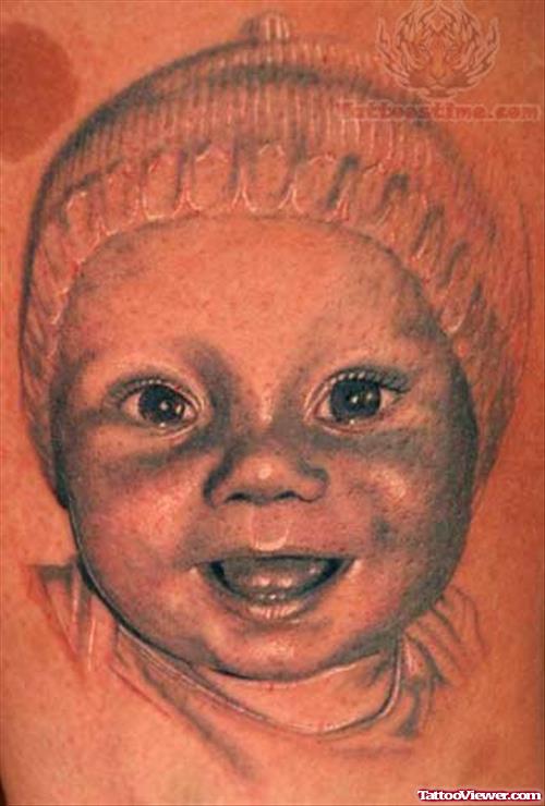 Smiling Baby Portrait Tattoo