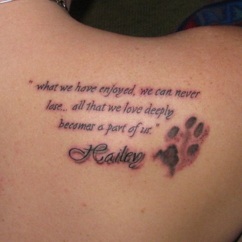 Baby Quote Tattoo On Right Back Shoulder