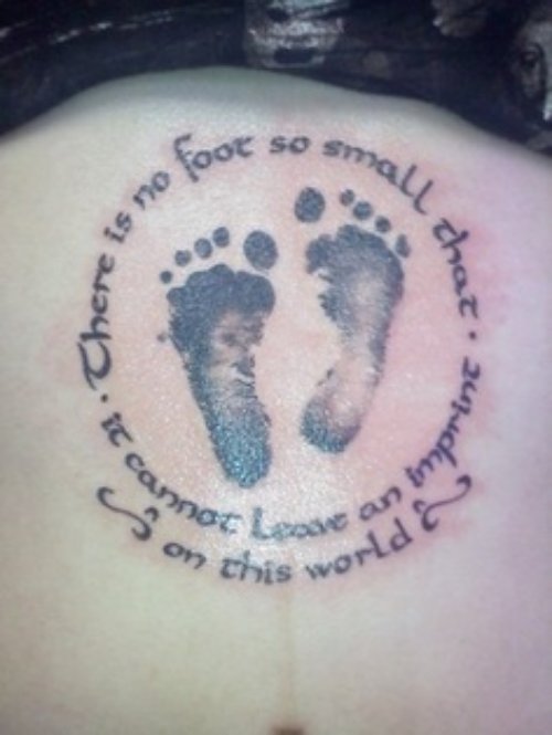 On This World - Baby Footprints Tattoo On Back