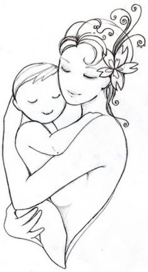 Mother With Baby Tattoo Design