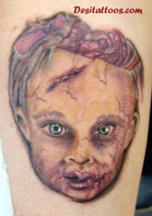 Zombie Baby Head Tattoo