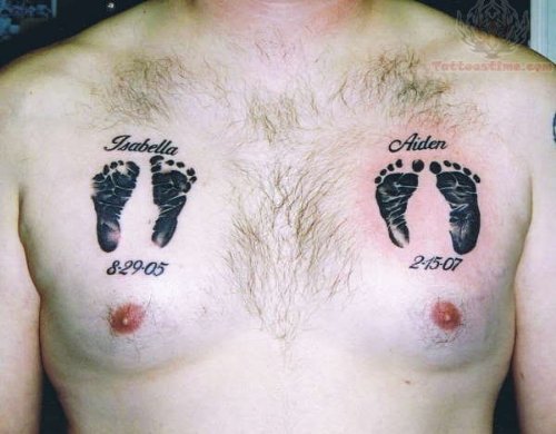 Baby Footprints Tattoos On Chest