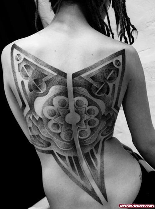 Mandala Back Tattoo For Girls