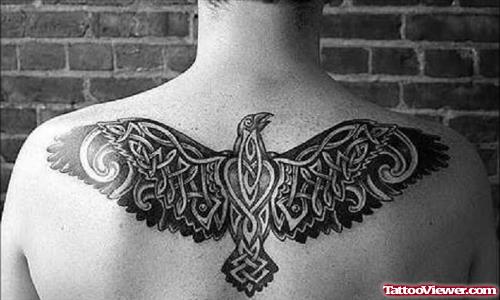 Celtic Bird Wings Tattoo On Upperback