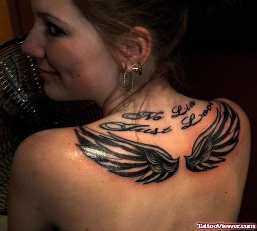 Angel Wings Back Tattoo For Women
