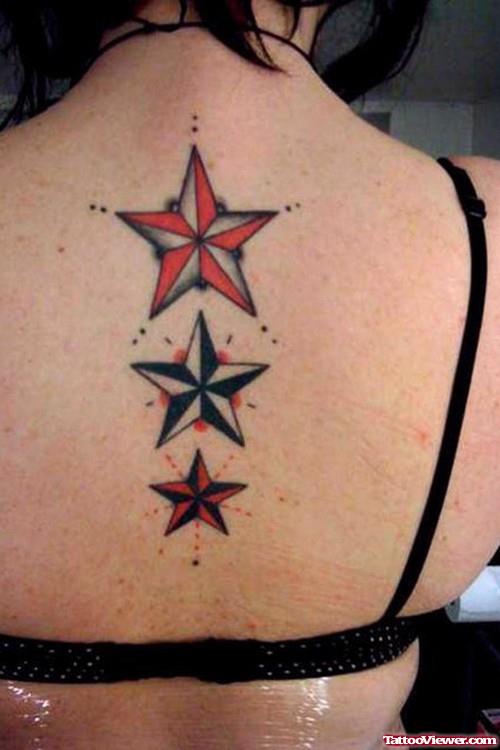 Colored Nautical Stars Back Tattoo