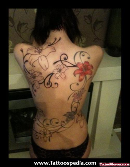 Flower Tattoos On Girl Back