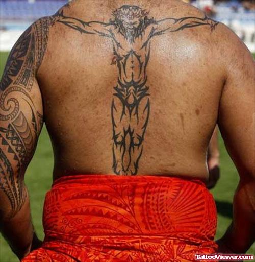 Awesome Male Angel Back Tattoo