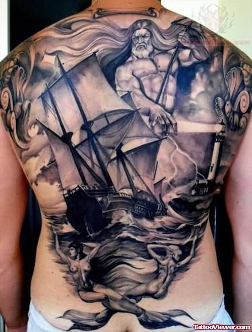 Ship Tattoo On Back