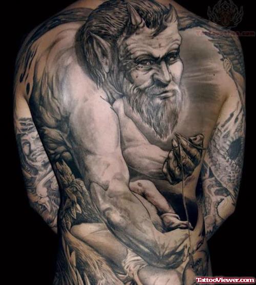 Old Man Tattoo On Full Back