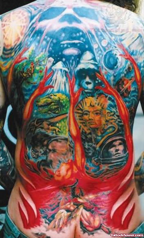 Colorful Tattoo On Back