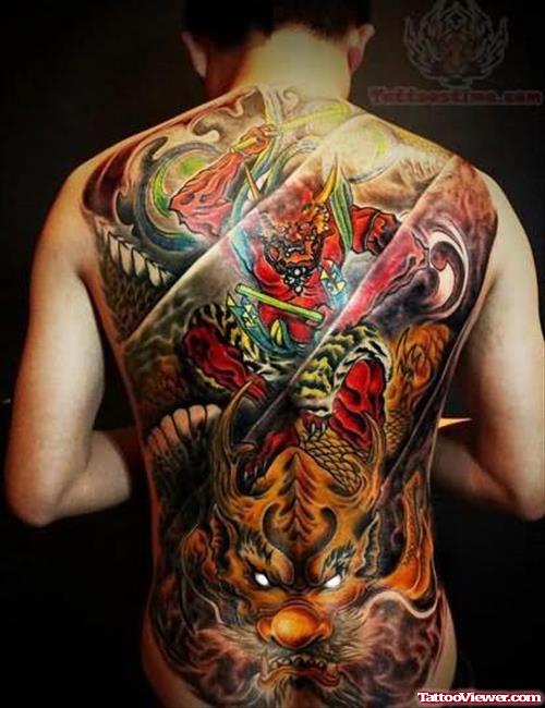 Color ink Dragon Tattoos On Back