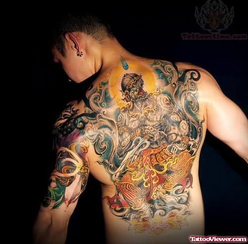 Hanuman Religious Tattoo On Back