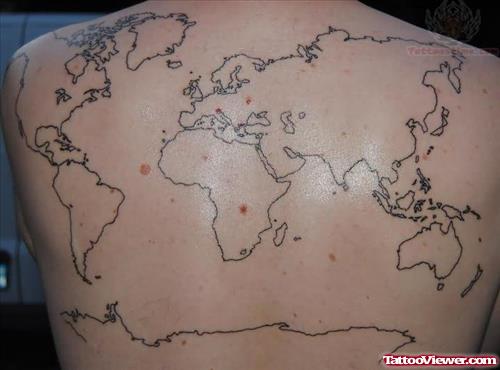Globe Map Tattoo On Back