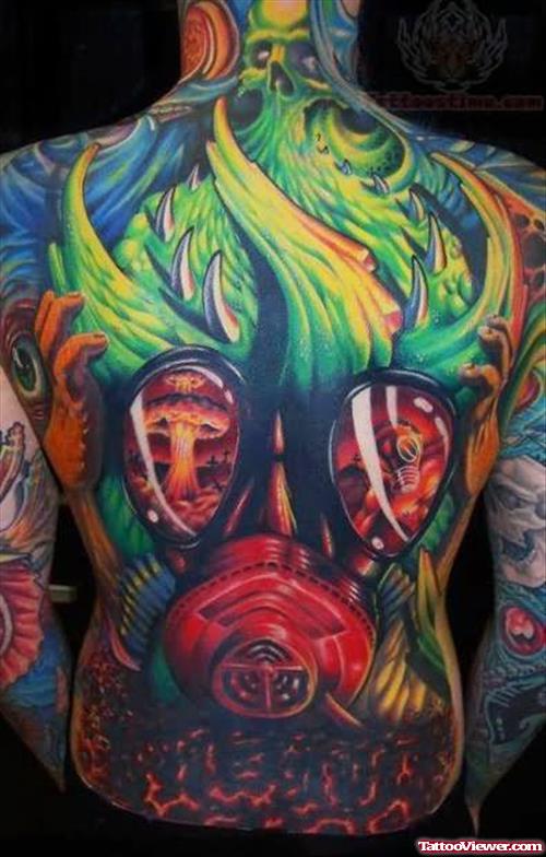 Color Scary Tattoo On Back