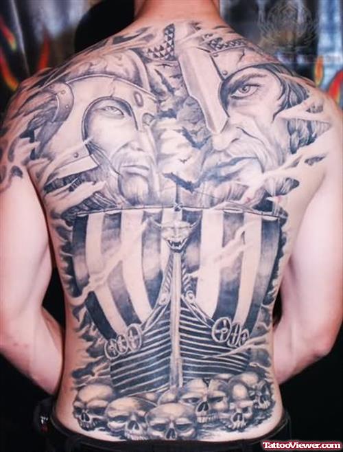 Grey Ink Tattoo On Back for Men