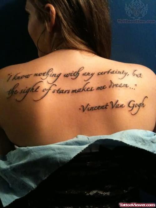 Dream Quote Tattoo On Back