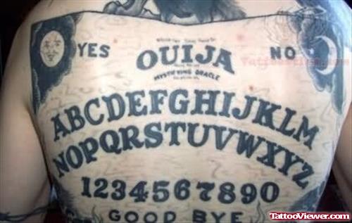 Alpha Numeric tattoo On Back