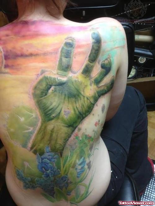 Hand Tattoo On Back