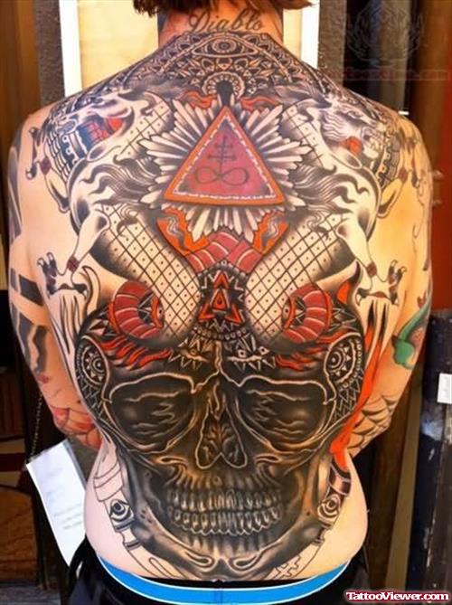 Black Skull Tattoo On Back