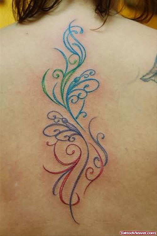 Colorful Vine Spine Tattoo