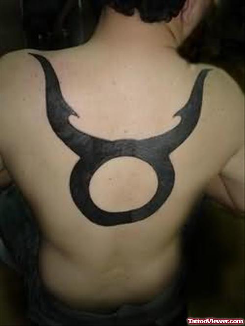 Awesome Bull Symbol Back Tattoo