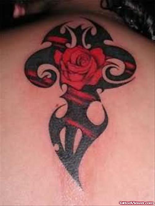 Red Rose Tattoo On Back
