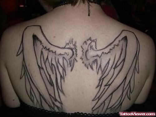 Awesome Wings Tattoo On Back For Girls