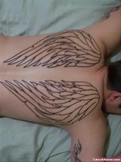 Amazing Angel Wings  Tattoo On Back