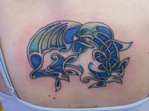 Knot Colour Tattoo On Back