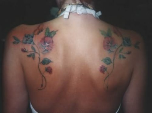 Flower Vine Tattoo On Back Body