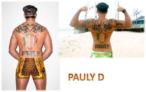 Pauly D Back Tribal And Pauly With Flag Tattoo