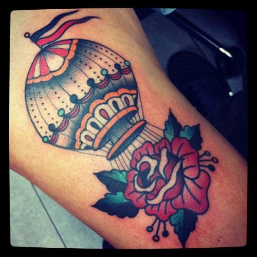 Red Rose And Balloon Tattoo