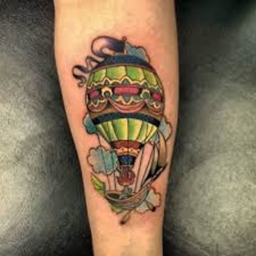 Color Ink Balloon Tattoo On Leg