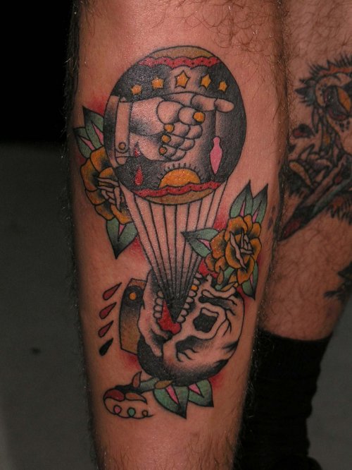 Flower And Balloon Tattoo On Arm