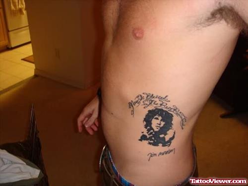 Jim Morrison Tattoo On Side Rib