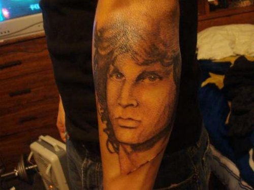 Jim Morrison Face Tattoo On Arm