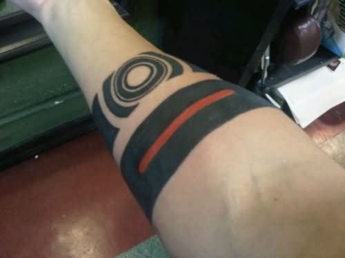 Black Ink Band Tattoo On Arm Sleeve