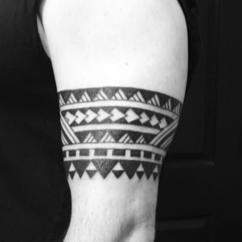 Polynesian Arm Band Tattoo On Left Half Sleeve