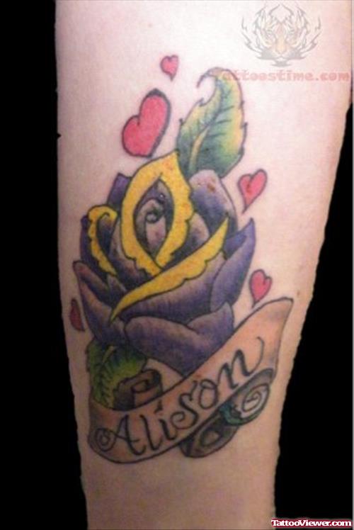 Flower And Banner Tattoo