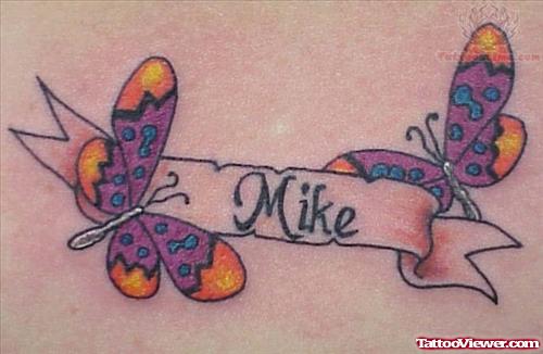 Butterflies And Banner Tattoo