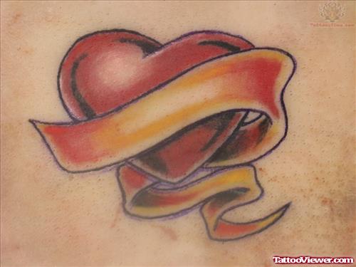 Red Heart Banner Tattoo