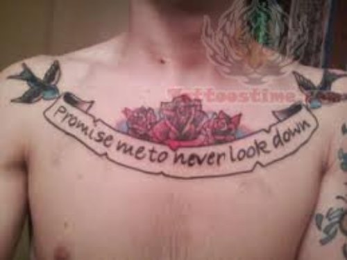 Large Banner Tattoo On chest