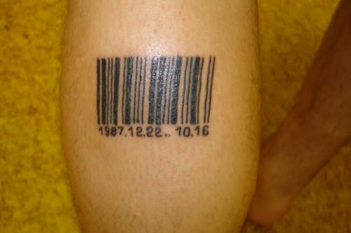 Awesome Barcode Tattoo On Back Leg