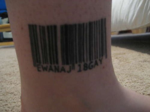 Barcode Tattoo On Leg