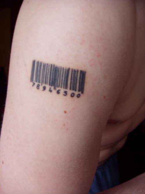 Barcode Tattoo On Right Shoulder