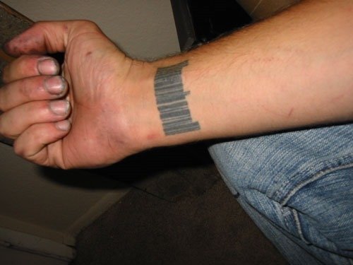 Barcode Tattoo On Right Wrist