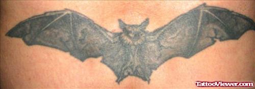 Black Ink Flying Bat Tattoo